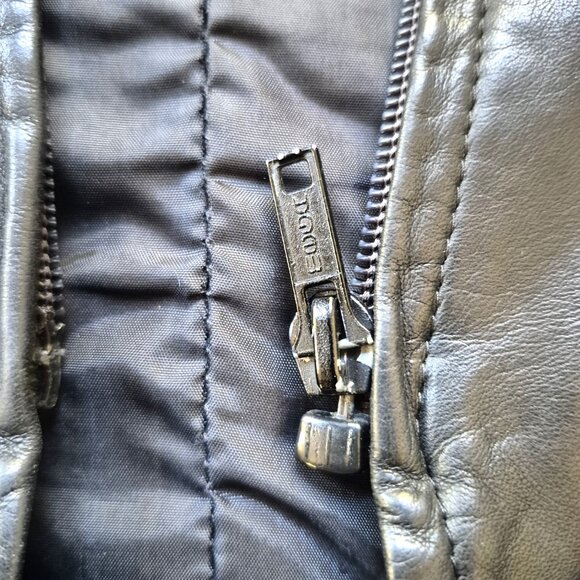 Vintage long black genuine leather coat, European size 38 - Picture 12 of 16